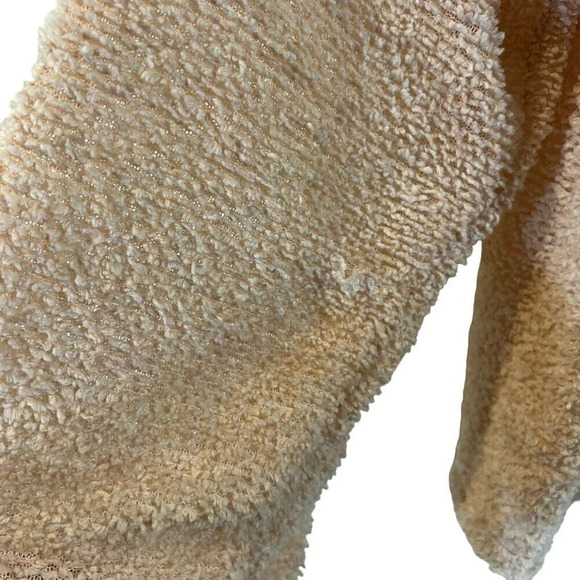 LC Lauren Conrad Light Nude Pink Fuzzy Cropped Sweater XL Pullover Long Sleeves - Picture 5 of 6